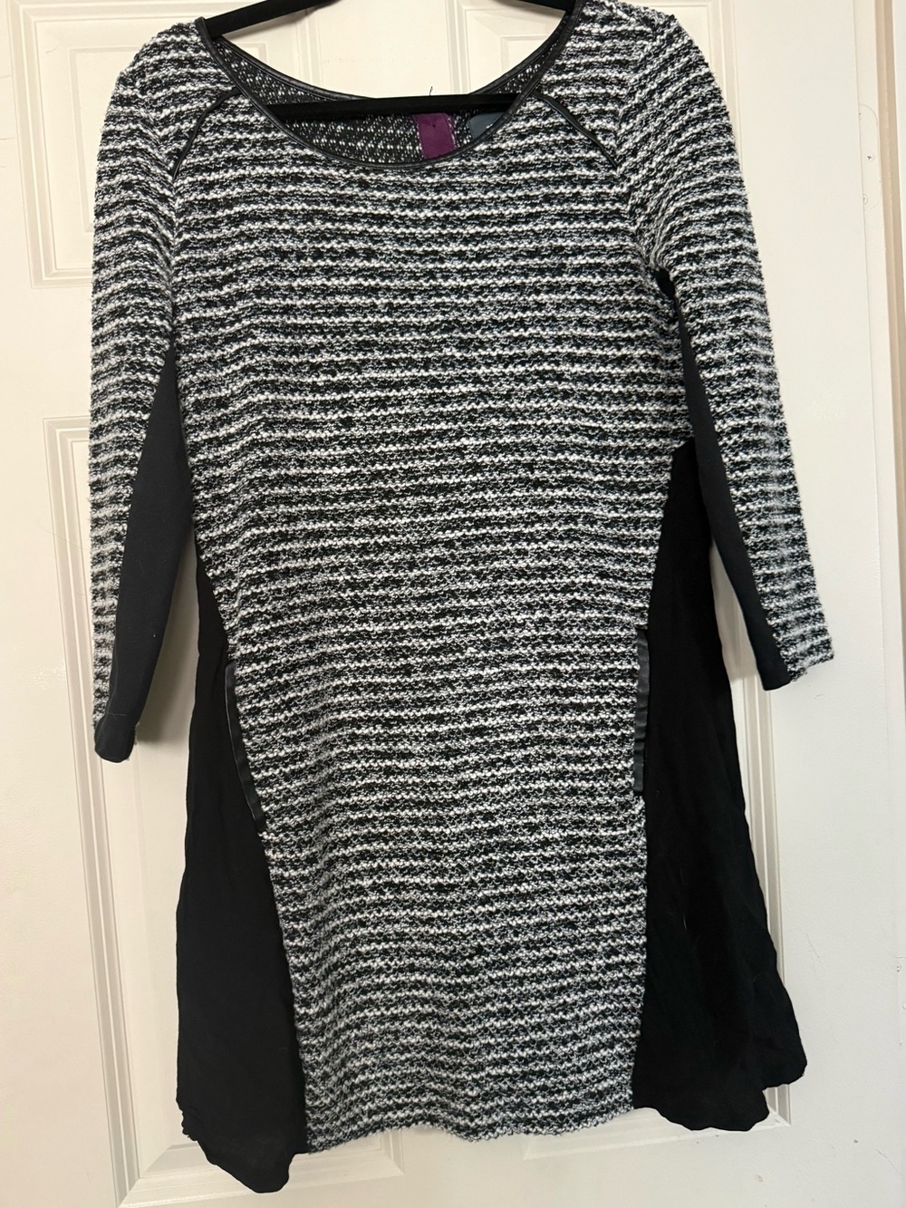 Maeve by Anthropologie Black & White Knit Panel Sheath Dress - Women's